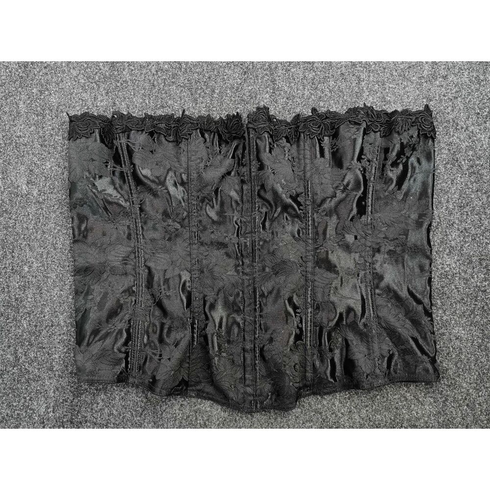 Empire Intimates Black Satin Brocade Corset Bustier Lace Made in USA 44